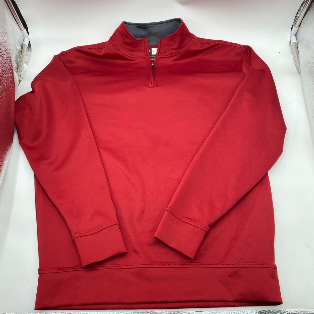 Callaway Opti-Dri 1/4 Zip Pullover Golf Shirt Mens Large Red Performance Stretch